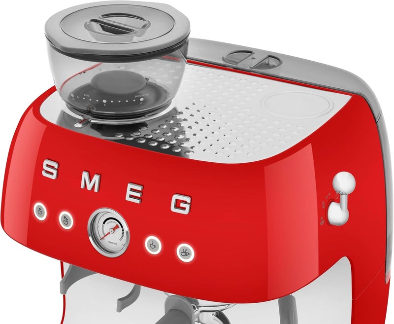 Smeg EGF03RDUK Espresso Machine with Pump & Grinder, Adjustable Temperature & Pre-Infusion, Italian Design, Red 2.4 L EGF03RDUK RED - Image 3