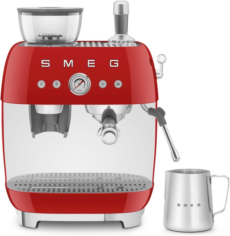 Smeg EGF03RDUK Espresso Machine with Pump & Grinder, Adjustable Temperature & Pre-Infusion, Italian Design, Red 2.4 L EGF03RDUK RED - Image 1