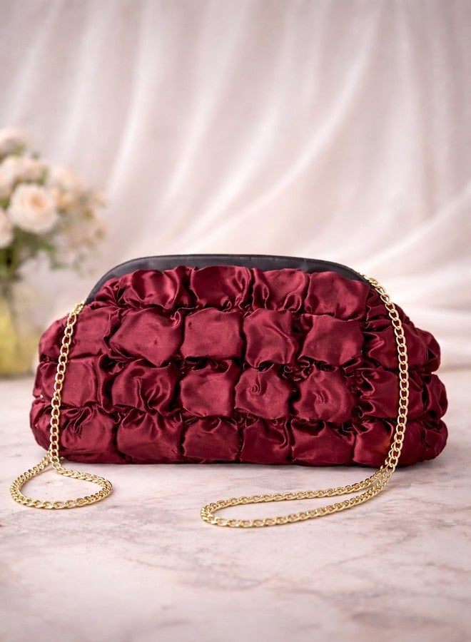 ENSAC حقيبة يد نسائية من الساتان من إنساك | حقيبة بتصميم أنيق، حقيبة يد للعروس وحقيبة يد للحفلات مع سلسلة قابلة للفصل - حقيبة للحفلات والزفاف والمناسبات الخاصة - Image 3