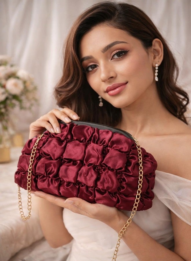 ENSAC حقيبة يد نسائية من الساتان من إنساك | حقيبة بتصميم أنيق، حقيبة يد للعروس وحقيبة يد للحفلات مع سلسلة قابلة للفصل - حقيبة للحفلات والزفاف والمناسبات الخاصة - Image 2