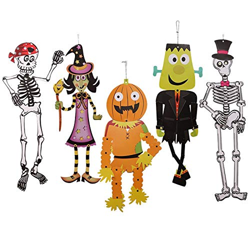 My Party Suppliers Jagmag Halloween Frankenstein Hanging Halloween Pendents Haunted House DIY Paper Hanging Decoration Scarf Skeleton Halloween Decor Hanging for Halloween Decoration Skeleton Prop for Halloween  - Image 3