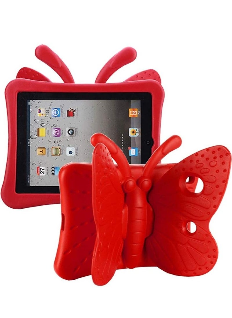 IAF iPad 10.2 Case 2020 - Cute Butterfly Shockproof EVA Foam Kid-Proof Protective Stand Cover for iPad 7th Generation (2019, 2020, 8th Gen) - Red - Image 1