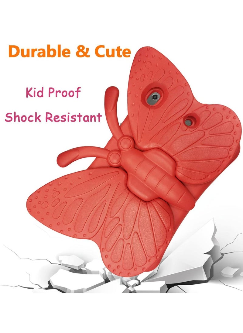 IAF iPad 10.2 Case 2020 - Cute Butterfly Shockproof EVA Foam Kid-Proof Protective Stand Cover for iPad 7th Generation (2019, 2020, 8th Gen) - Red - Image 3