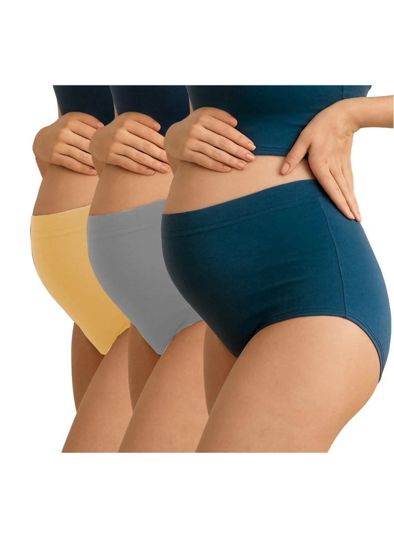 TUMMY Pack of 3 High Waist Bamboo Cotton Pregnancy Pants with Full Belly Support Comfty Breathable for Women Panties