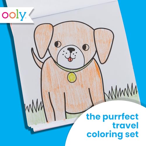 Ooly Travel Art Kit with 9 Jumbo Crayons 48 Themed Coloring Pages Case for Easy Traveling Art Creation Perfect Airplane Road Trip Activities for Kids Pet Pals - Image 5