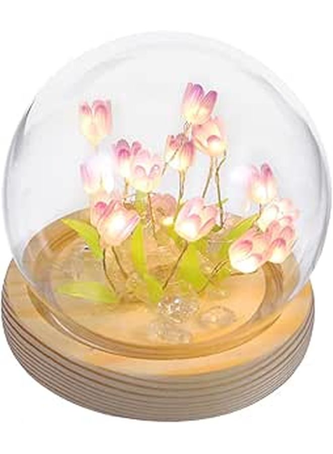 DIY Tulip Night Light Kit Handmade Bedside Lamp Artificial Flower Bedroom Decor for Women Girls - Image 1