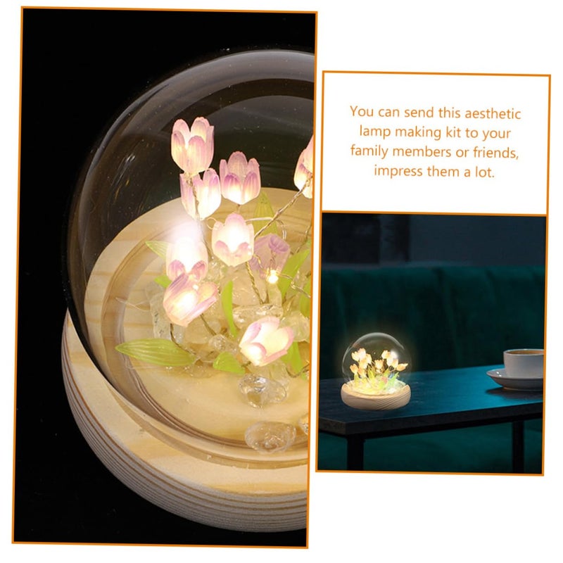 DIY Tulip Night Light Kit Handmade Bedside Lamp Artificial Flower Bedroom Decor for Women Girls - Image 5