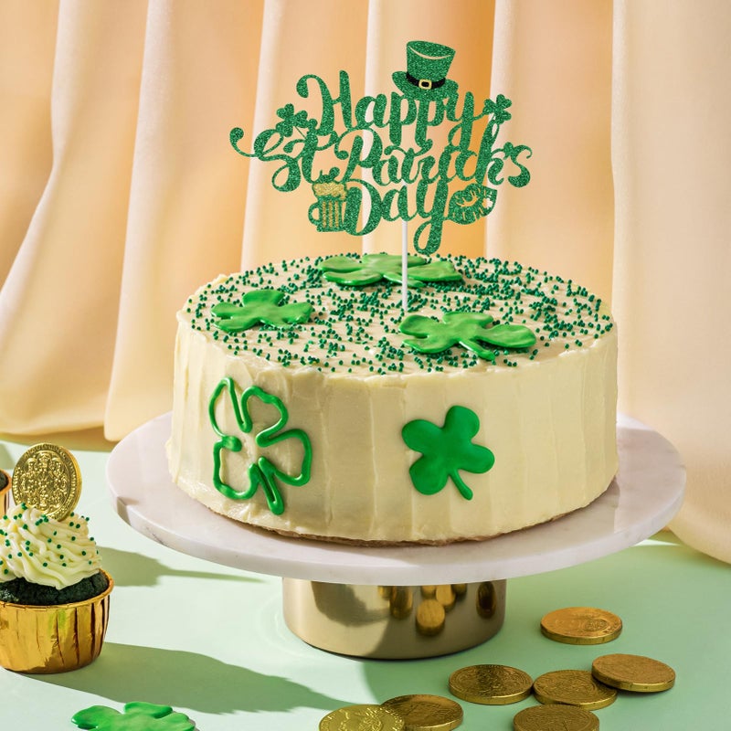 Comemela St Patrick's Day Cake Topper Kit - 13Pcs Irish Shamrock & Horseshoe Cupcake Decorations  Festive Dessert Party Supplies for Irish Themed Celebrations - Image 2