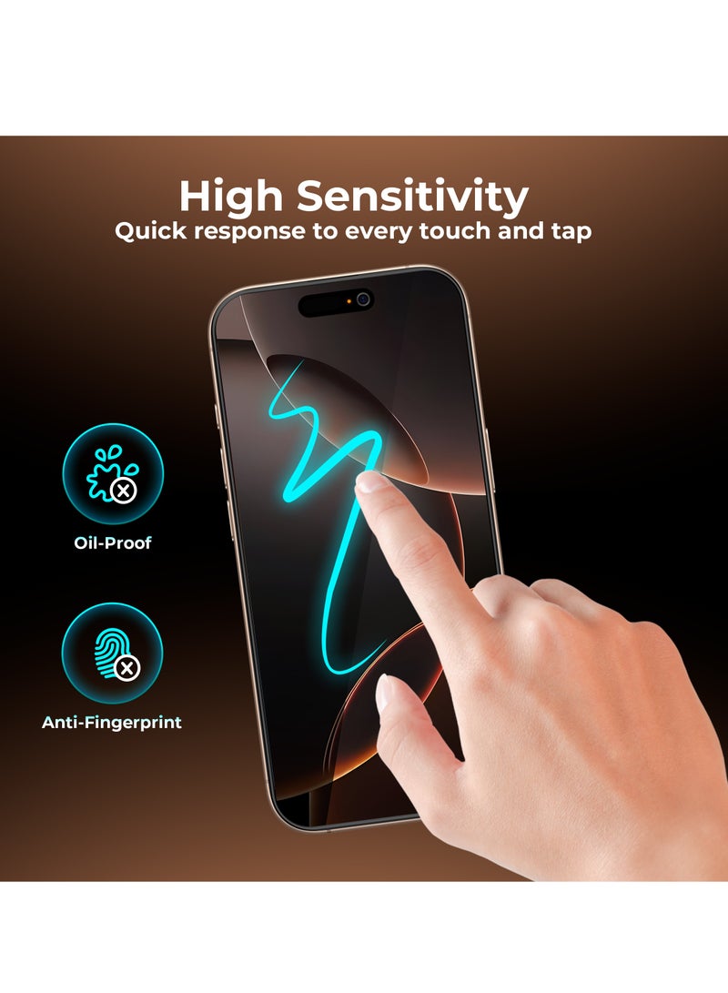 ماكسويل للالكترونيات حامي شاشة ماكسويل 3D بحافة سيليكون HD للخصوصية متوافق مع iPhone 16 Pro Max، يوفر وضوحًا شفافًا، ومضاد للكهرباء الساكنة، ومضاد للانعكاس، وحماية مرتفعة بسمك 0.33 مم. سهل التركيب وخالي من الفقاعات - Image 3