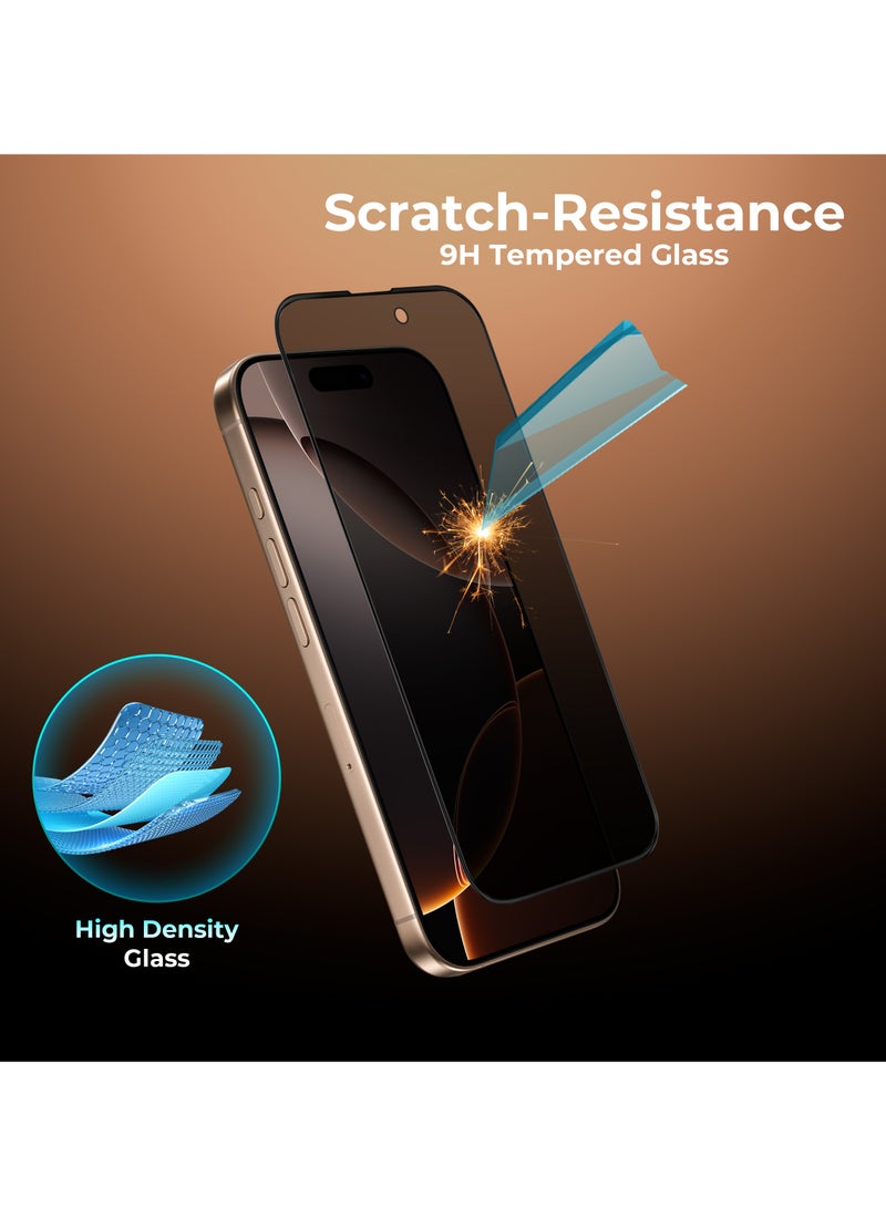 ماكسويل للالكترونيات حامي شاشة ماكسويل 3D بحافة سيليكون HD للخصوصية متوافق مع iPhone 16 Pro Max، يوفر وضوحًا شفافًا، ومضاد للكهرباء الساكنة، ومضاد للانعكاس، وحماية مرتفعة بسمك 0.33 مم. سهل التركيب وخالي من الفقاعات - Image 4