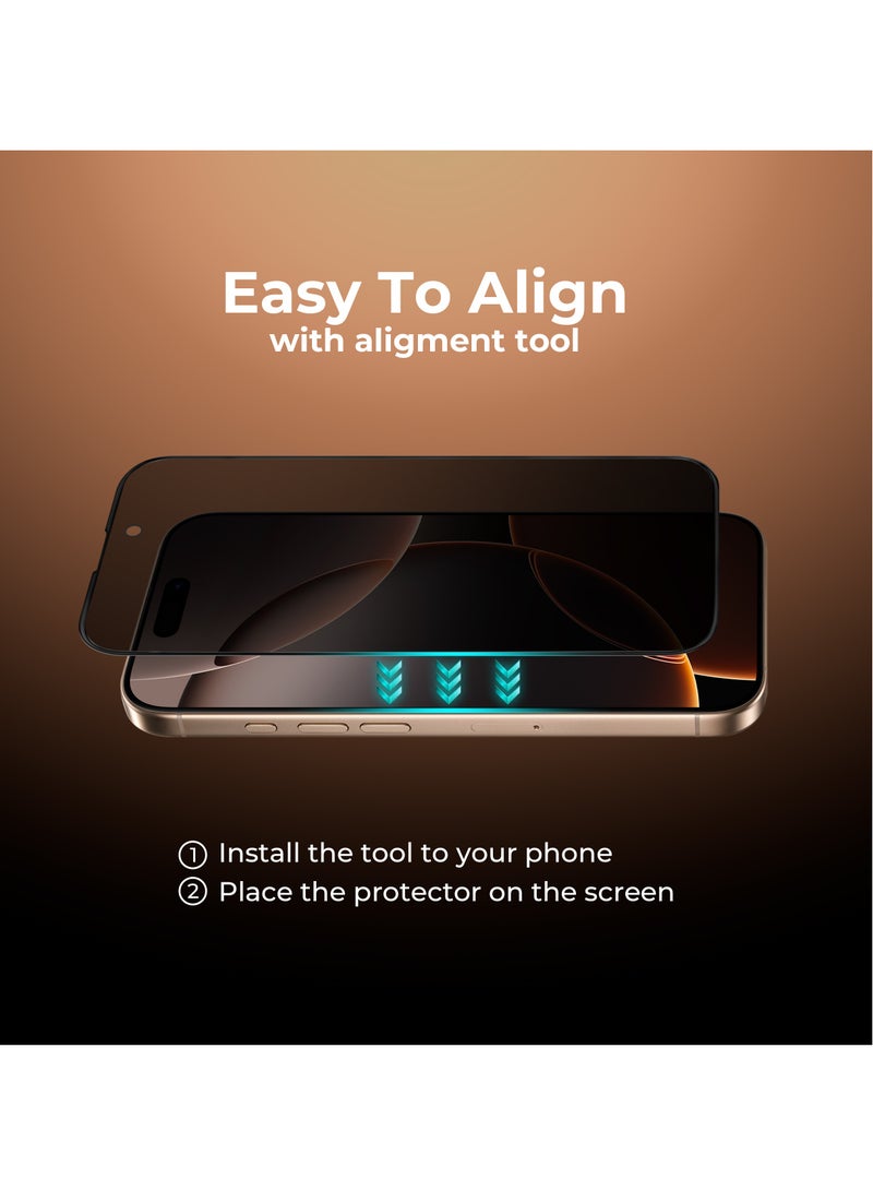 ماكسويل للالكترونيات حامي شاشة ماكسويل 3D بحافة سيليكون HD للخصوصية متوافق مع iPhone 16 Pro Max، يوفر وضوحًا شفافًا، ومضاد للكهرباء الساكنة، ومضاد للانعكاس، وحماية مرتفعة بسمك 0.33 مم. سهل التركيب وخالي من الفقاعات - Image 5