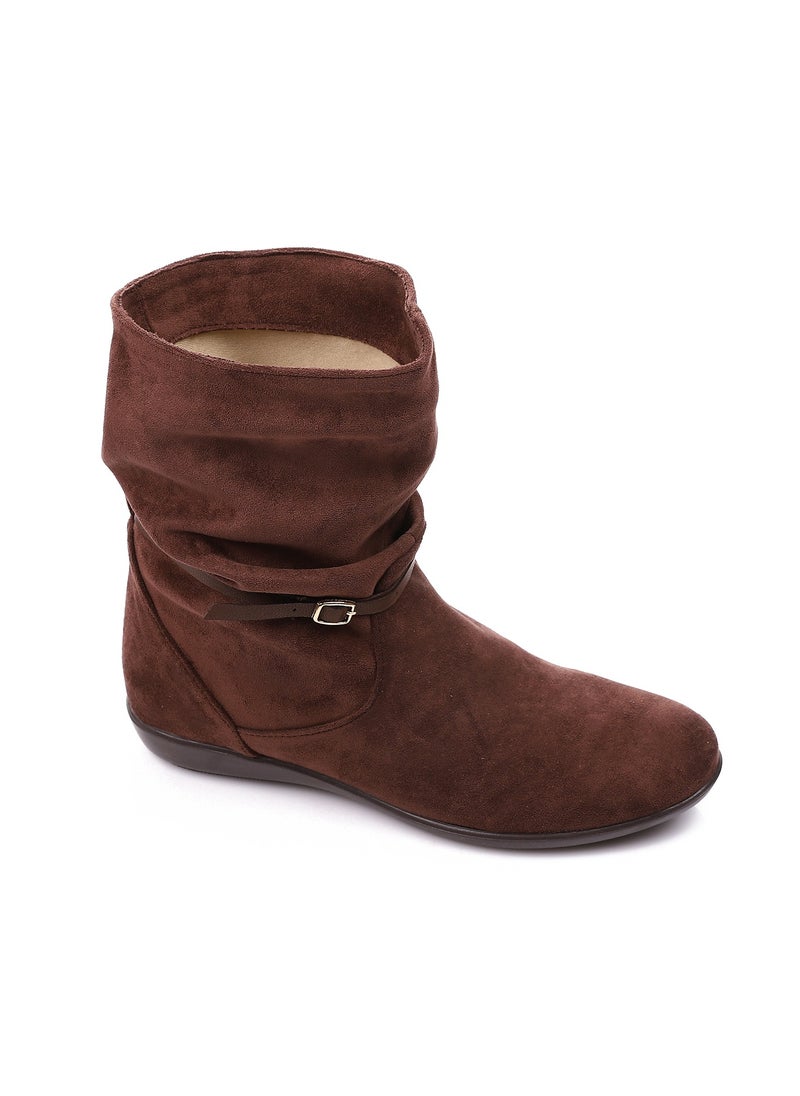 Mr.joe Oval Toecap Shape Suede Boots - Brown  - Image 2