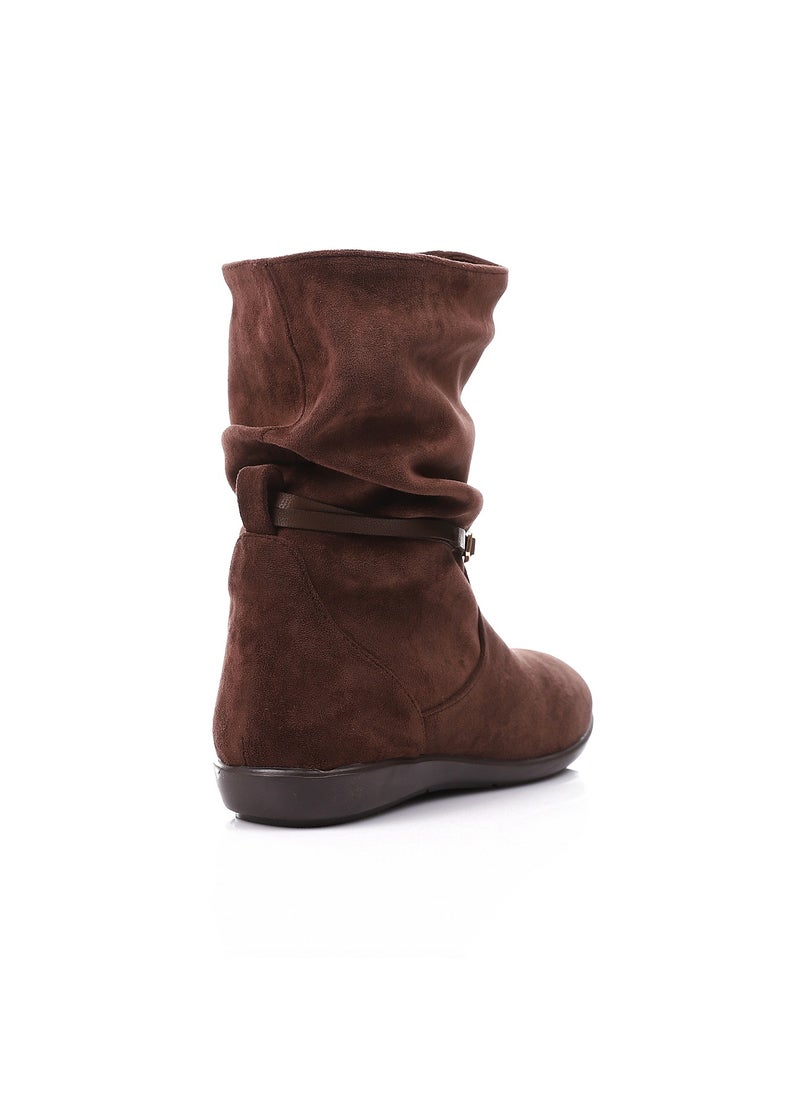 Mr.joe Oval Toecap Shape Suede Boots - Brown  - Image 3