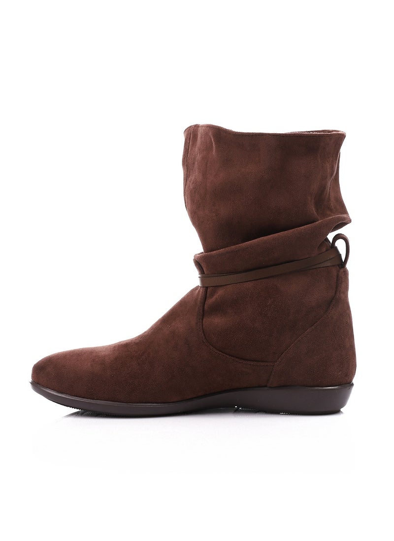 Mr.joe Oval Toecap Shape Suede Boots - Brown  - Image 4