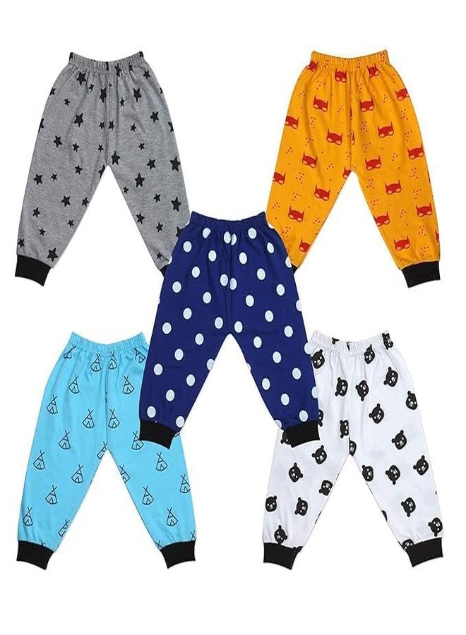 Magic Town Baby Cotton Pajama Pants with Rib Unisex's (Pack of 6) (0-3 Months) Multicolour