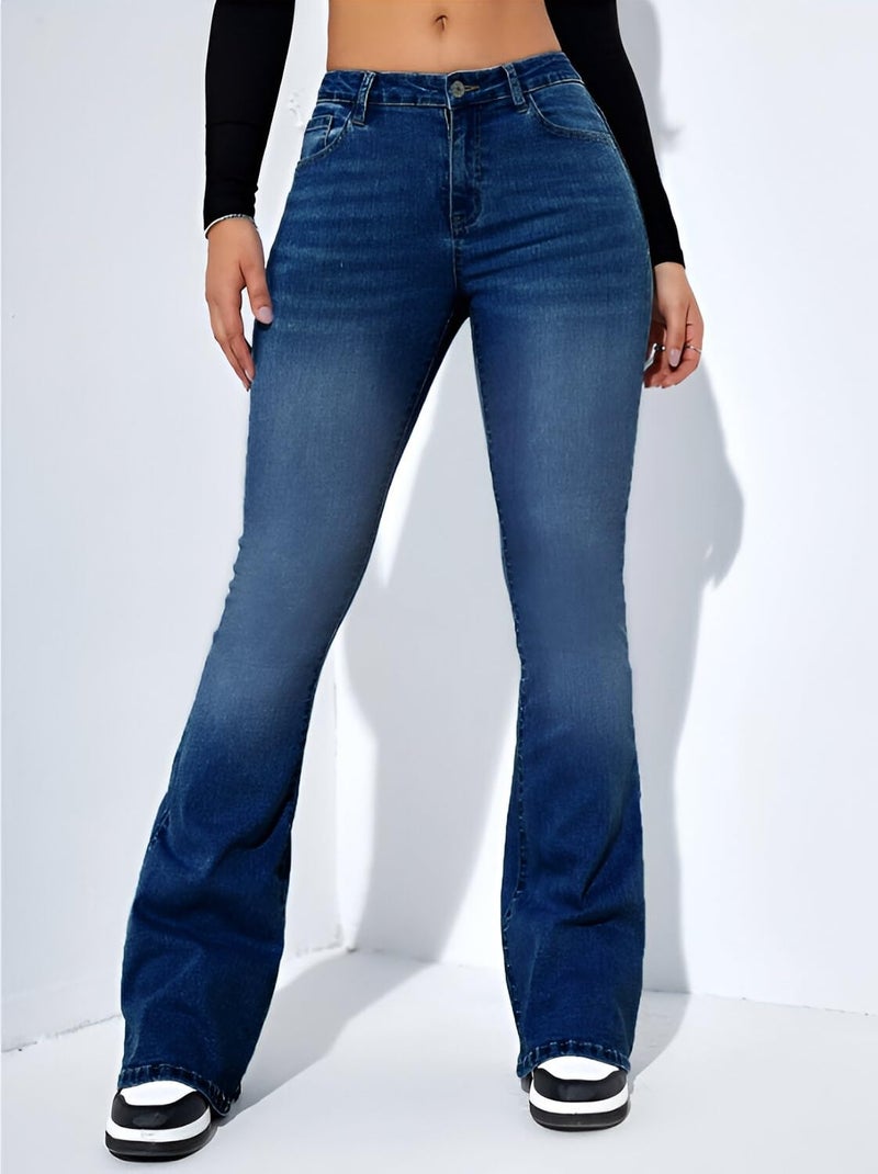 Ben Martin Women’s Dark Blue High Waist Jeans || Flared Bell Bottom Bootcut Pants || Wide Leg Stretch Denim – Perfect for Travel, Party & Everyday Use – Sizes 30 (1) - Image 2