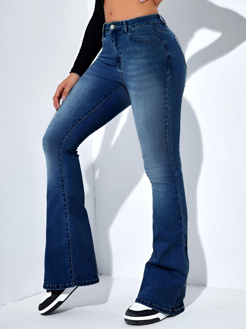 Ben Martin Women’s Dark Blue High Waist Jeans || Flared Bell Bottom Bootcut Pants || Wide Leg Stretch Denim – Perfect for Travel, Party & Everyday Use – Sizes 30 (1) - Image 5