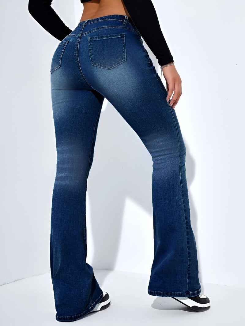 Ben Martin Women’s Dark Blue High Waist Jeans || Flared Bell Bottom Bootcut Pants || Wide Leg Stretch Denim – Perfect for Travel, Party & Everyday Use – Sizes 30 (1) - Image 3