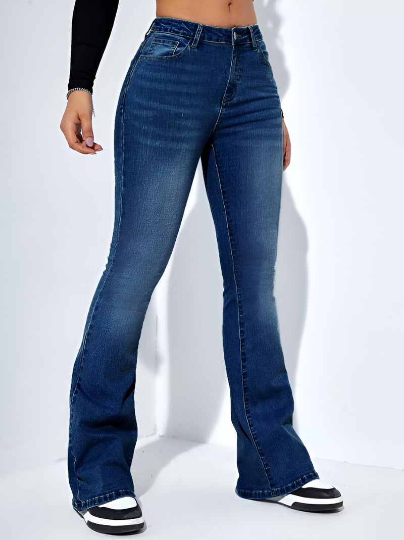Ben Martin Women’s Dark Blue High Waist Jeans || Flared Bell Bottom Bootcut Pants || Wide Leg Stretch Denim – Perfect for Travel, Party & Everyday Use – Sizes 30 (1) - Image 4