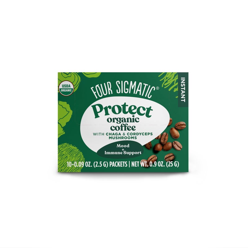 Four Sigmatic Organic Instant Coffee Powder | Mushroom Coffee Instant Mix with Cordyceps, Chaga and Eleuthero for Better Focus and Immune Support | 10 Packets - Image 1