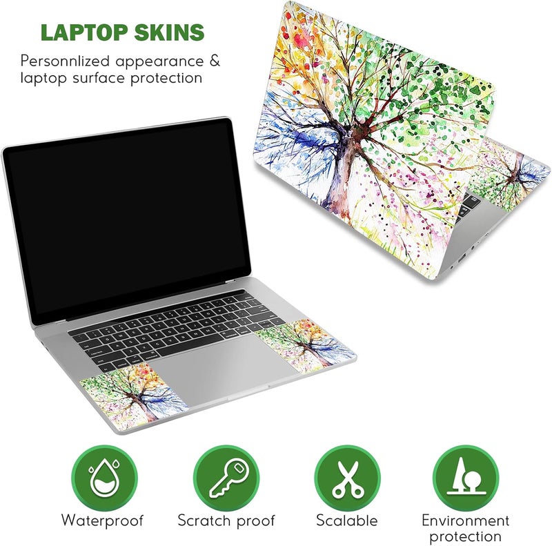 DINKY Laptop Skin Sticker Decal, 12" 13" 13.3" 14" 15" 15.4" 15.8 inch Laptop Universal Reusable Vinyl Skin Stickers Cover Art Decal Notebook PC Personalized Protector-Colorful Tree - Image 3