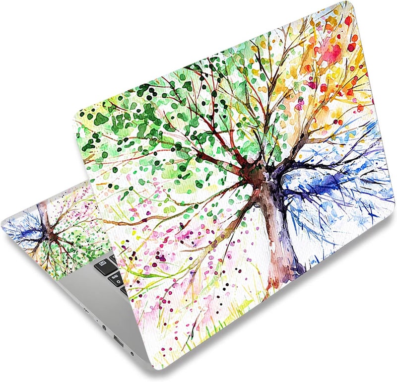 DINKY Laptop Skin Sticker Decal, 12" 13" 13.3" 14" 15" 15.4" 15.8 inch Laptop Universal Reusable Vinyl Skin Stickers Cover Art Decal Notebook PC Personalized Protector-Colorful Tree - Image 1