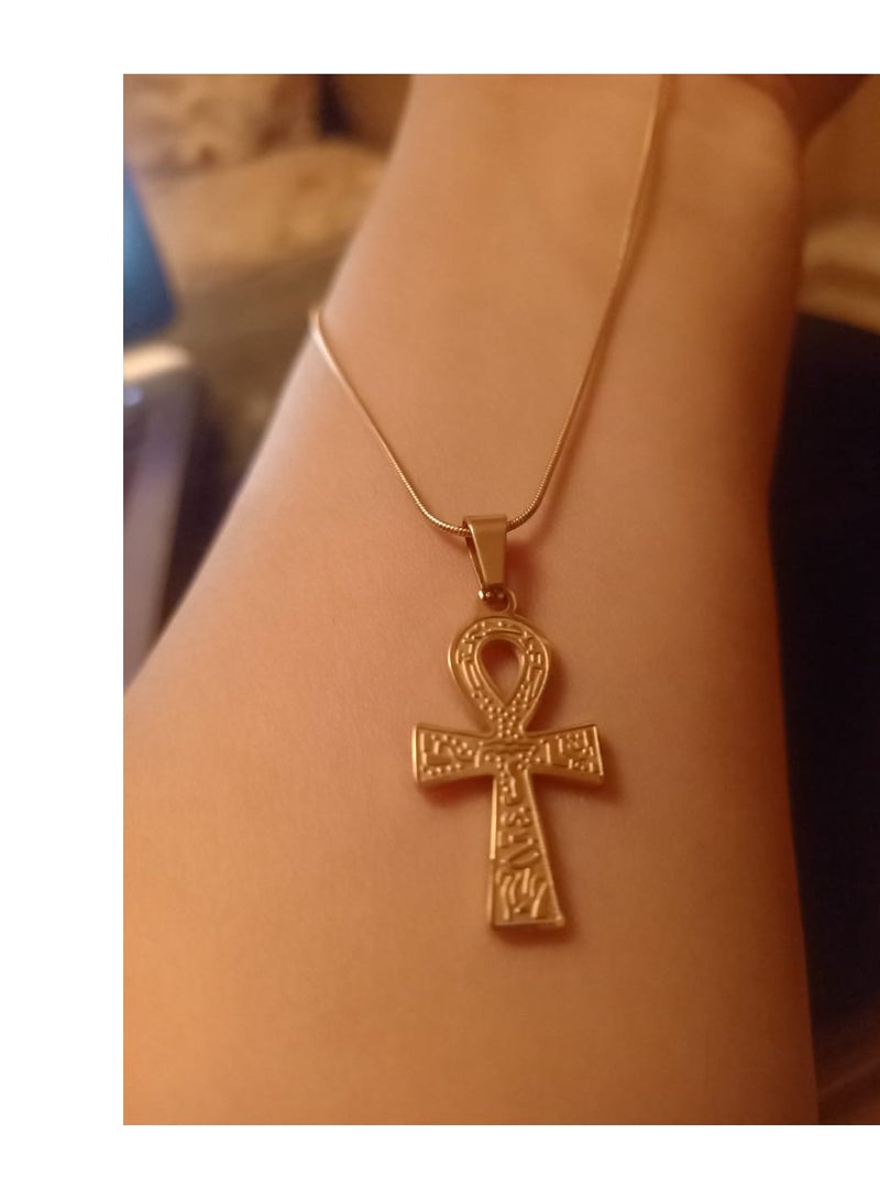 Luxuria Ancient Egyptian Pharaohs Key of Life Pendant Necklace 18K Gold Plated Stainless Steel with 50cm Chain, Gift for Women and Men Best Seller for Men and Women - Image 2