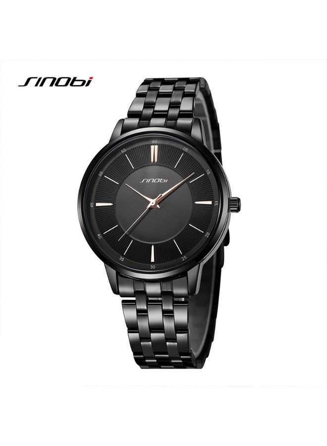 Sinobi Fashion Women's Casual, Minimalist, Light Luxury Steel Band Watch (Black) - Image 1