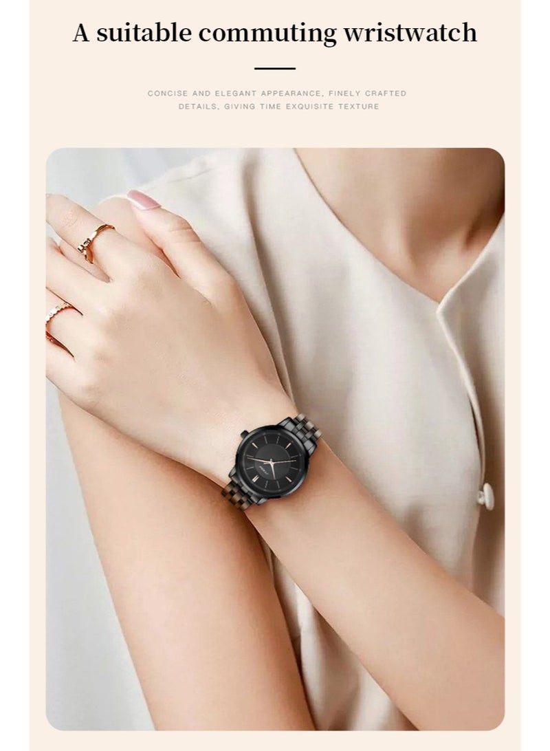 Sinobi Fashion Women's Casual, Minimalist, Light Luxury Steel Band Watch (Black) - Image 3