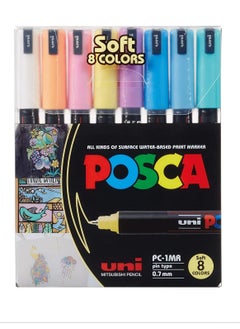 Uni 8-Piece POSCA Extra Fine Pens Soft Colours  - Image 1