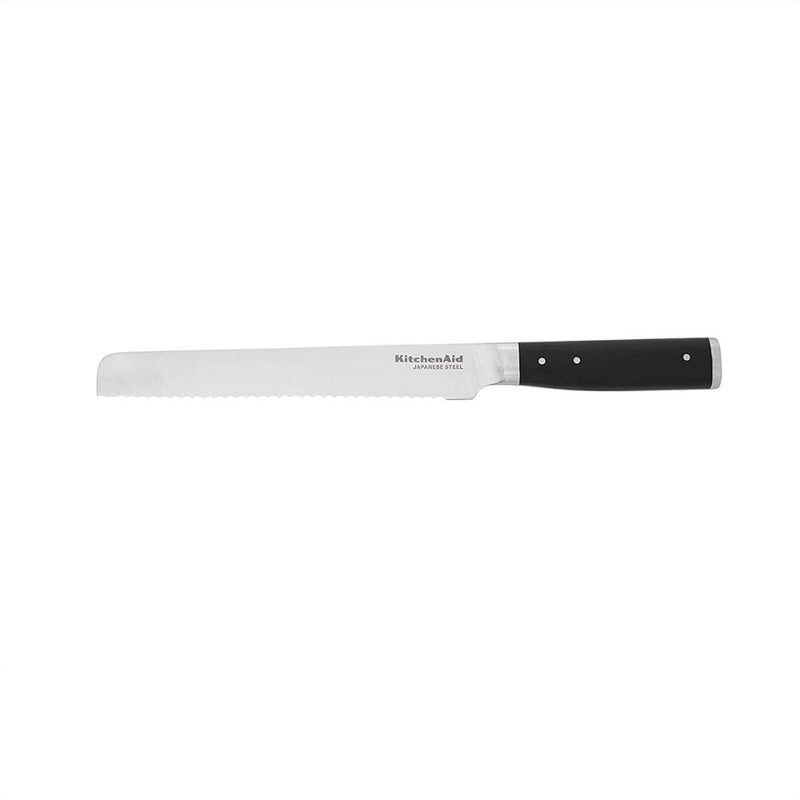 KitchenAid Gourmet Forged Triple Rivet Bread Knife with Custom-Fit Blade Cover, 5-inch, Sharp Kitchen Knife, High-Carbon Japanese Stainless Steel Blade, Black - Image 5