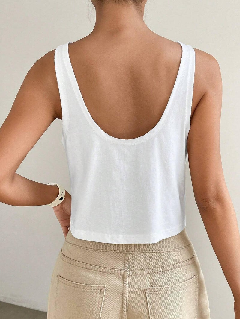 LUBERLIN White Crop Tops for Women Trendy,Crop Tops Casual Loose Tank Top Sleeveless Basic Cropped Athletic Yoga Workout Shirt(Solid White XS) - Image 2