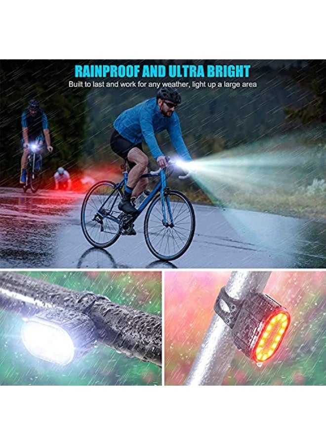 Generic Fegishilly Ultra Bright Bike Lights Set, USB Rechargeable 2 LED Front and Back Rear Bicycle Light Combo, IPX5 Waterproof Mountain Helmet Road Cycle Headlight and Taillight Set (4/6 Modes)  - Image 5