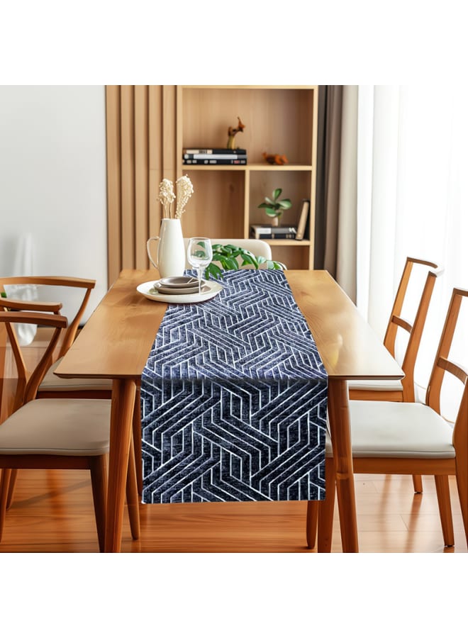 Intex Curtains House Nadia's design velvet linen rectangle Table Runner - heavy duty velvet fabric - suitable for reciption , living rooms and special ocassions - unique geometrical design - set of one piece - Image 1