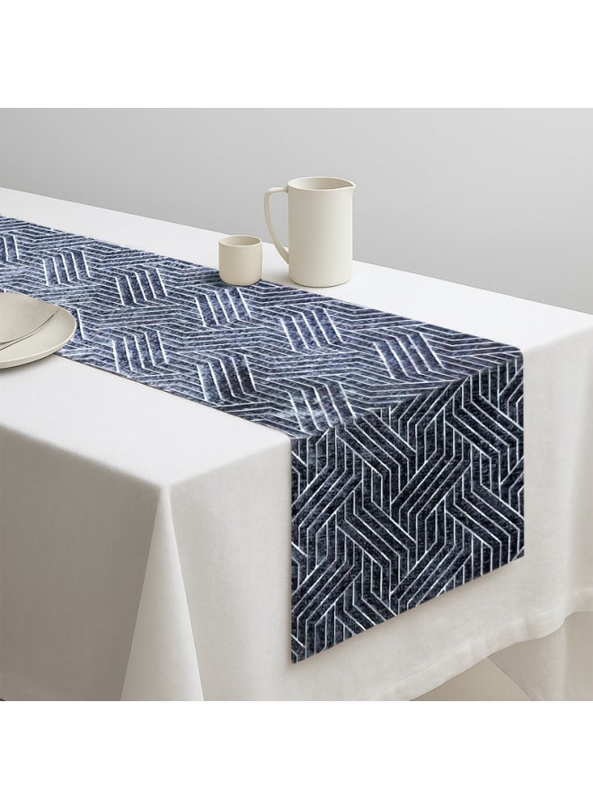 Intex Curtains House Nadia's design velvet linen rectangle Table Runner - heavy duty velvet fabric - suitable for reciption , living rooms and special ocassions - unique geometrical design - set of one piece - Image 3