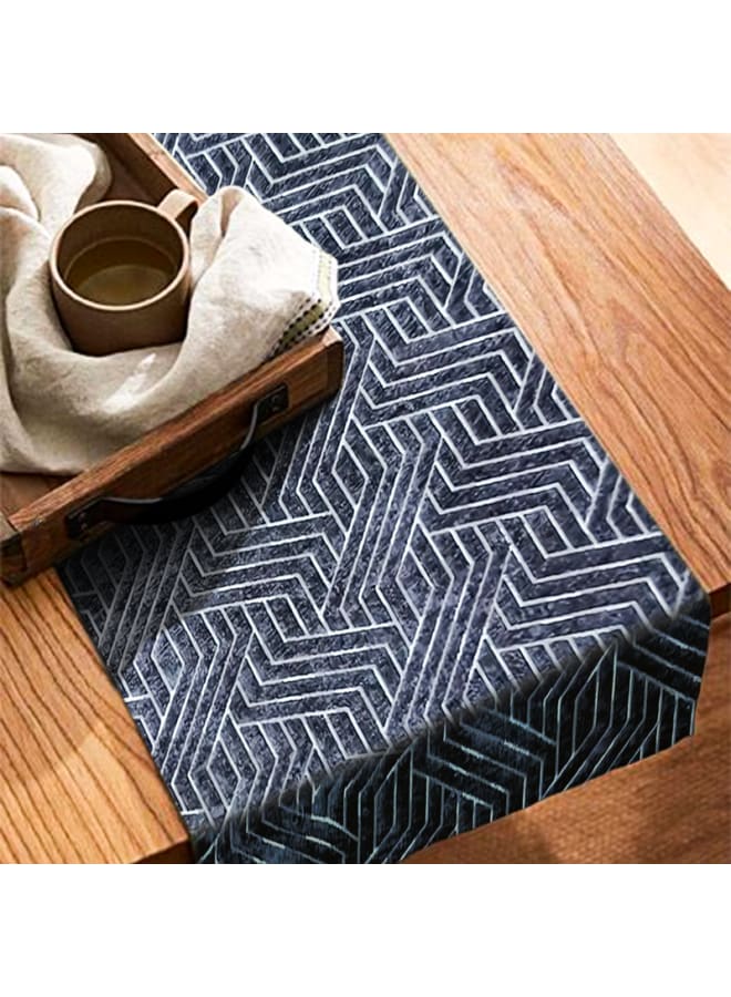 Intex Curtains House Nadia's design velvet linen rectangle Table Runner - heavy duty velvet fabric - suitable for reciption , living rooms and special ocassions - unique geometrical design - set of one piece - Image 2