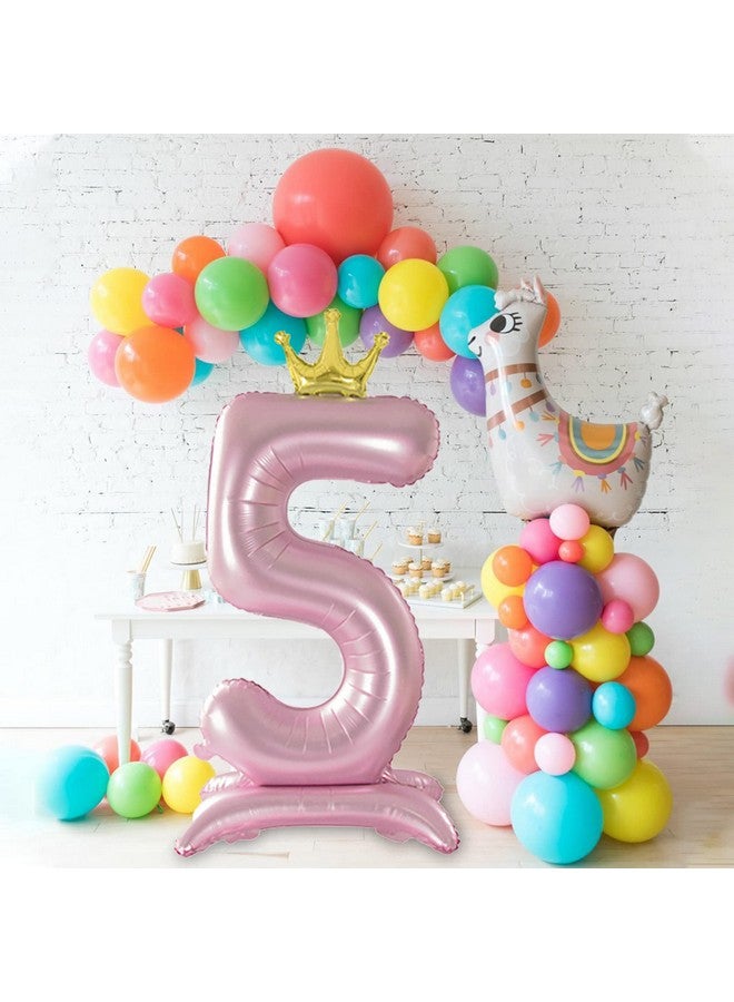 Tellpet Crown Pink Number 5 Balloon with Base For Girls 5th Birthday Party Decoration - Image 4