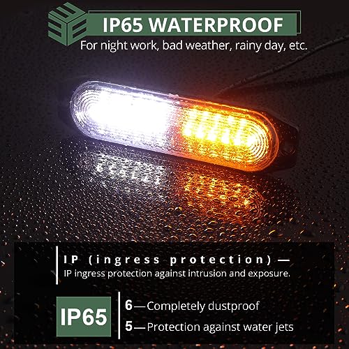 EYPINS LED Surface Mount Strobe Lights Kit,White Amber Flashing Car Truck Strobe Light,8pcs Surface Mount Emergency Warning Flashing Strobe Lights,30 Strobe Mode,Memory Function,12V,24V,Waterproof - Image 3