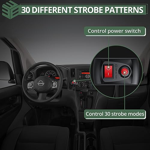 EYPINS LED Surface Mount Strobe Lights Kit,White Amber Flashing Car Truck Strobe Light,8pcs Surface Mount Emergency Warning Flashing Strobe Lights,30 Strobe Mode,Memory Function,12V,24V,Waterproof - Image 5