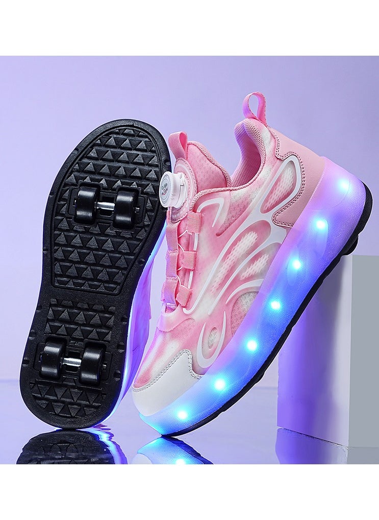 LITTLE ROCKZ Double Wheel LED Flash Light Fashion Shiny Sneaker Skate Heelys Shoes With Lightning Sole  - Image 4