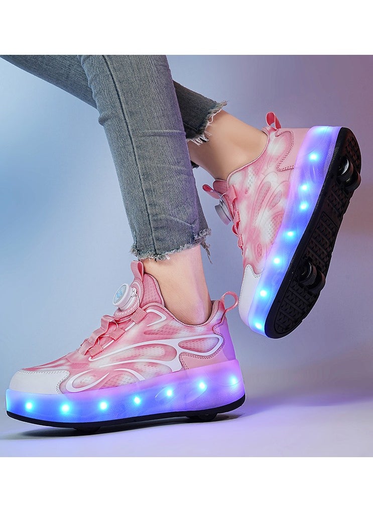 LITTLE ROCKZ Double Wheel LED Flash Light Fashion Shiny Sneaker Skate Heelys Shoes With Lightning Sole  - Image 2