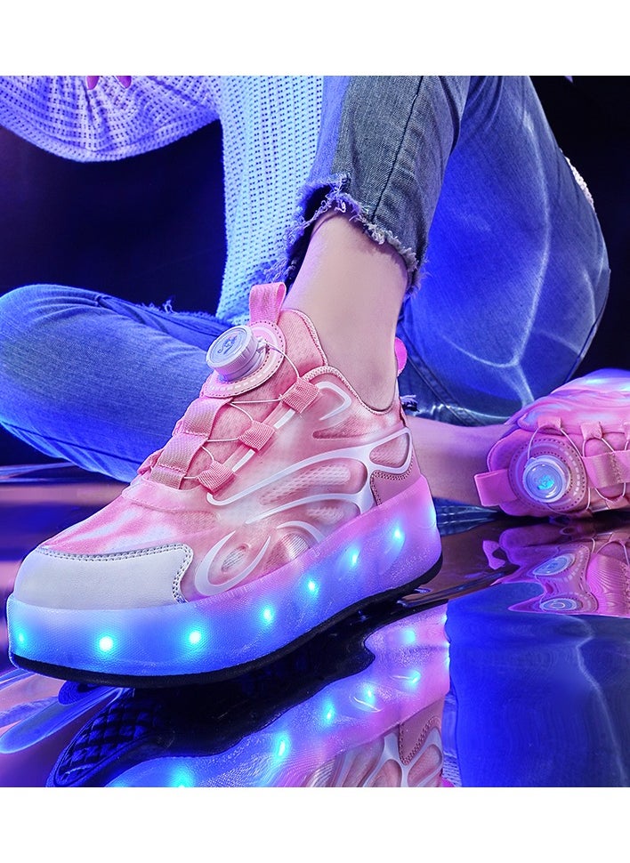 LITTLE ROCKZ Double Wheel LED Flash Light Fashion Shiny Sneaker Skate Heelys Shoes With Lightning Sole  - Image 3