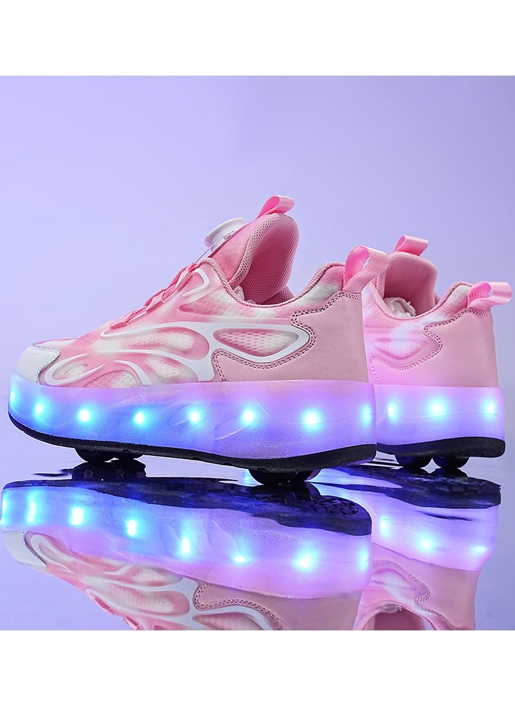 LITTLE ROCKZ Double Wheel LED Flash Light Fashion Shiny Sneaker Skate Heelys Shoes With Lightning Sole  - Image 5