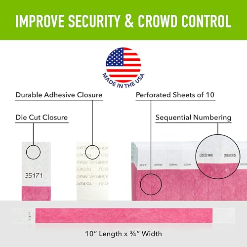 Wristco 100 WristCo Cranberry Tyvek Wristbands for Events - Comfortable Tear Resistant Paper Bracelets ID Wrist Bands for Concerts Festivals Admission Party Identification - Image 2
