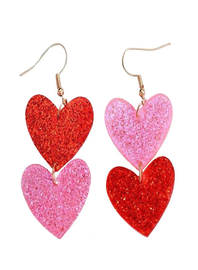 Cifudec Heart Earrings Dangle Valentine's Day Earrings Heart Earrings Cute Love Dangling Heart Earrings for Women, Normal, Acrylic, No Gemstone - Image 1