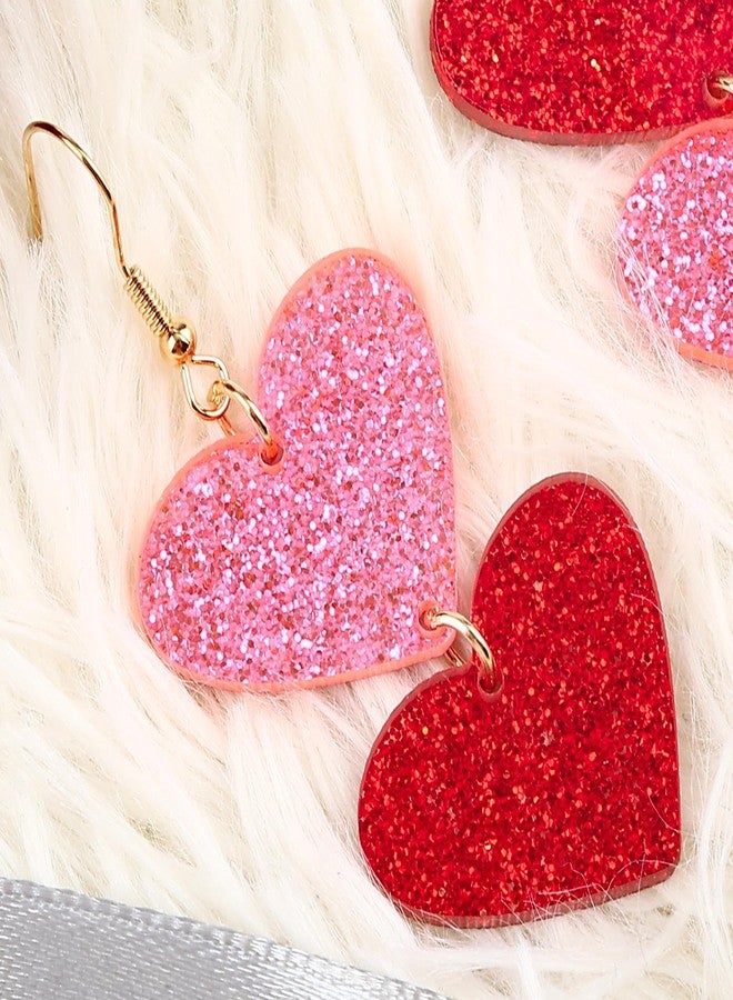 Cifudec Heart Earrings Dangle Valentine's Day Earrings Heart Earrings Cute Love Dangling Heart Earrings for Women, Normal, Acrylic, No Gemstone - Image 5