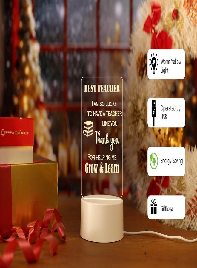 AICA Best Teacher Quote Led Lamp (White Base) | Gift for Teacher Professor Sir - Image 3