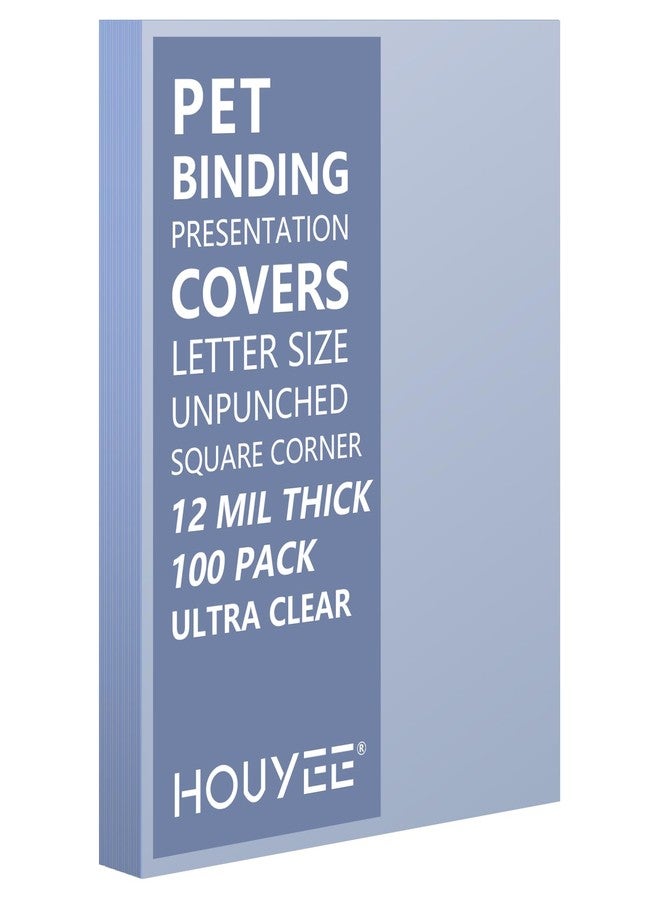HOUYEE 100 Pack Ultra Clear Binding Presentation Covers, Clear Report Covers, Polythylene Terephthalate,12 Mil,8-1/2 x 11 Inches, Letter Size - Image 1