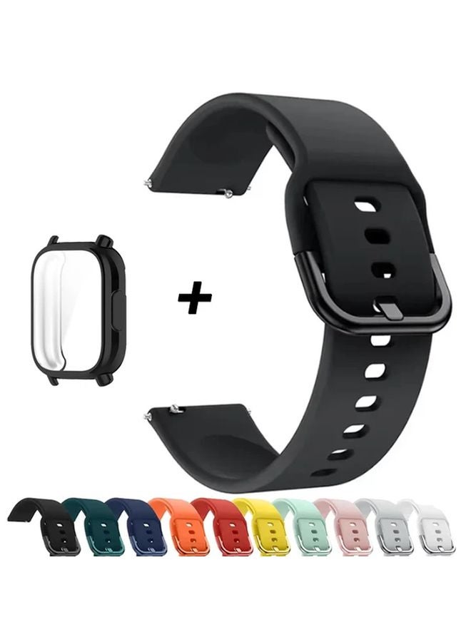 Yellow Silicone Case and Strap for Xiaomi Redmi Watch 5 Lite Full Cover Screen Protector - Image 3