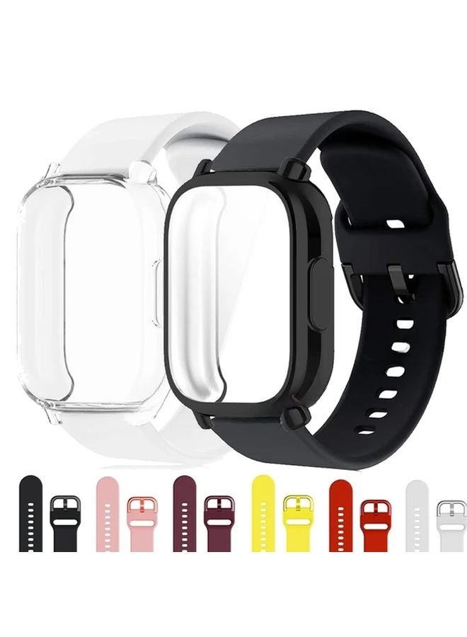 Yellow Silicone Case and Strap for Xiaomi Redmi Watch 5 Lite Full Cover Screen Protector - Image 1